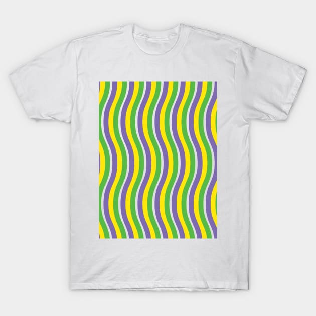 Purple Gold Green Waves T-Shirt by PSCSCo